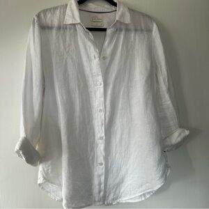 J. Crew White Linen Button Down Shirt